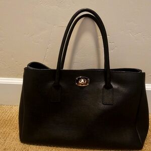 Furla Appaloosa Leather Tote Silver Turn Lock Closer